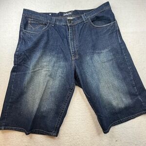 Pelle Pelle Mens Dark Wash Denim Shorts Size 44 Relaxed Fit Y2K missing button